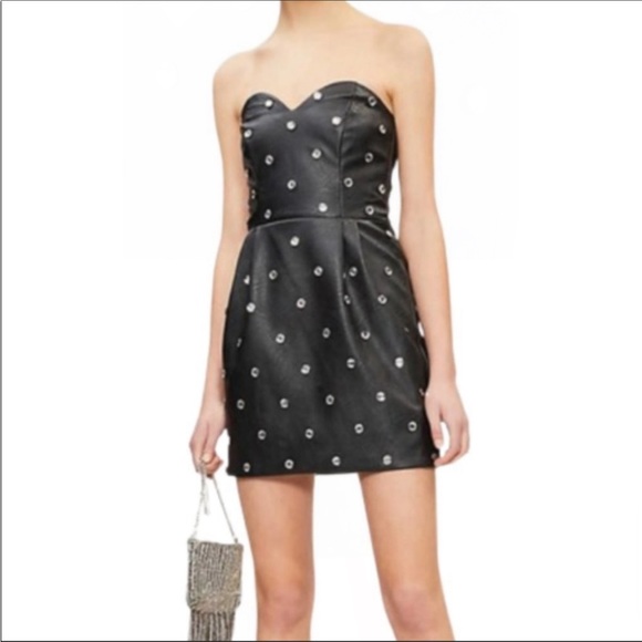 Topshop Leather Sequin mini Black Dress ' - Picture 4 of 7